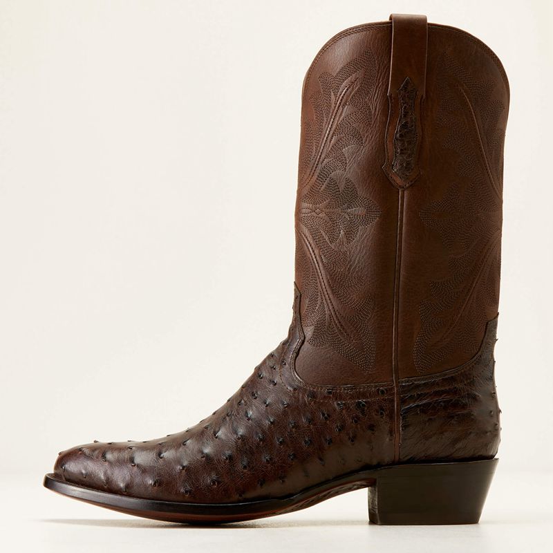 Ariat Bench Made James Western Boot Espresso Full Quill Ostrich Homme | THH-55526531