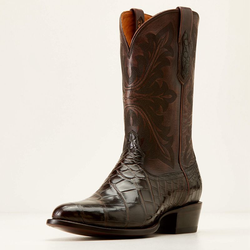 Ariat Bench Made James Western Boot Hickory American Alligator Homme | MUZ-06822252