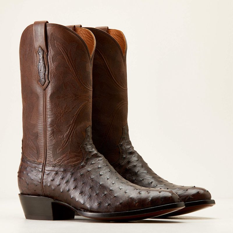 Ariat Bench Made James Western Boot Espresso Full Quill Ostrich Homme | THH-55526531