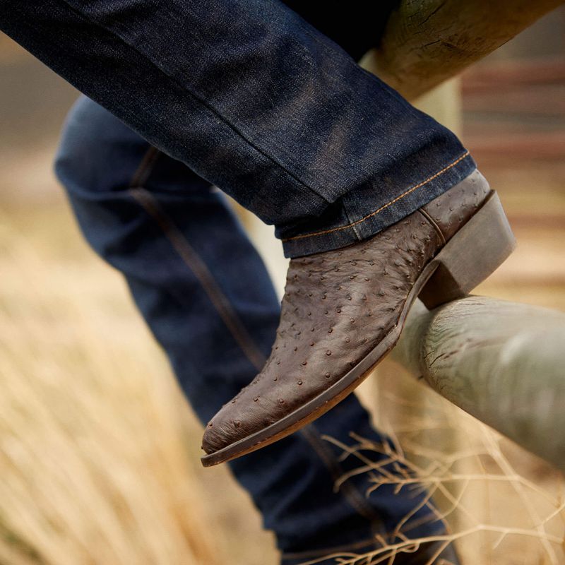 Ariat Bench Made James Western Boot Espresso Full Quill Ostrich Homme | THH-55526531