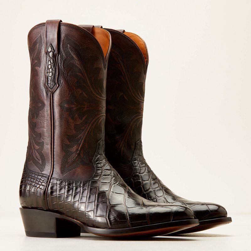 Ariat Bench Made James Western Boot Hickory American Alligator Homme | MUZ-06822252