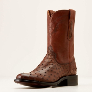 Ariat Bench Made Clanton Western Boot Bourbon Full Quill Ostrich Homme | NQT-27302552