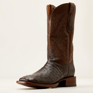 Ariat Bench Made Bassett Western Boot Espresso Full Quill Ostrich Homme | NZB-94105457