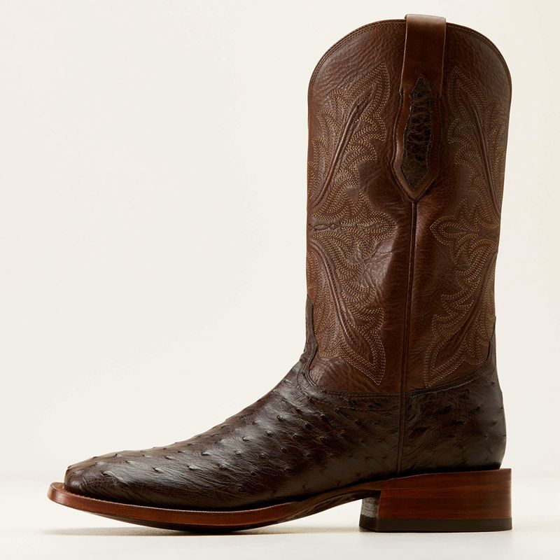 Ariat Bench Made Bassett Western Boot Espresso Full Quill Ostrich Homme | NZB-94105457