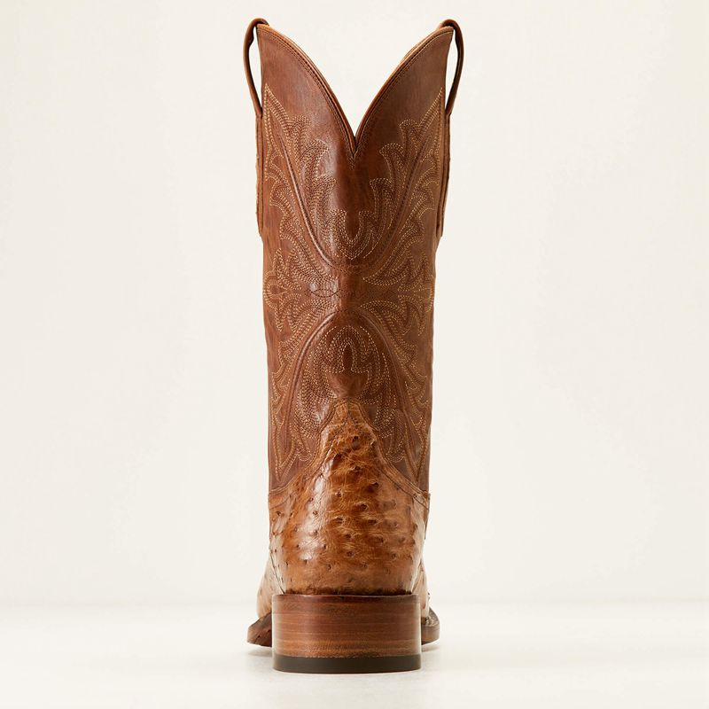 Ariat Bench Made Bassett Western Boot Buckskin Full Quill Ostrich Homme | HMN-83607827