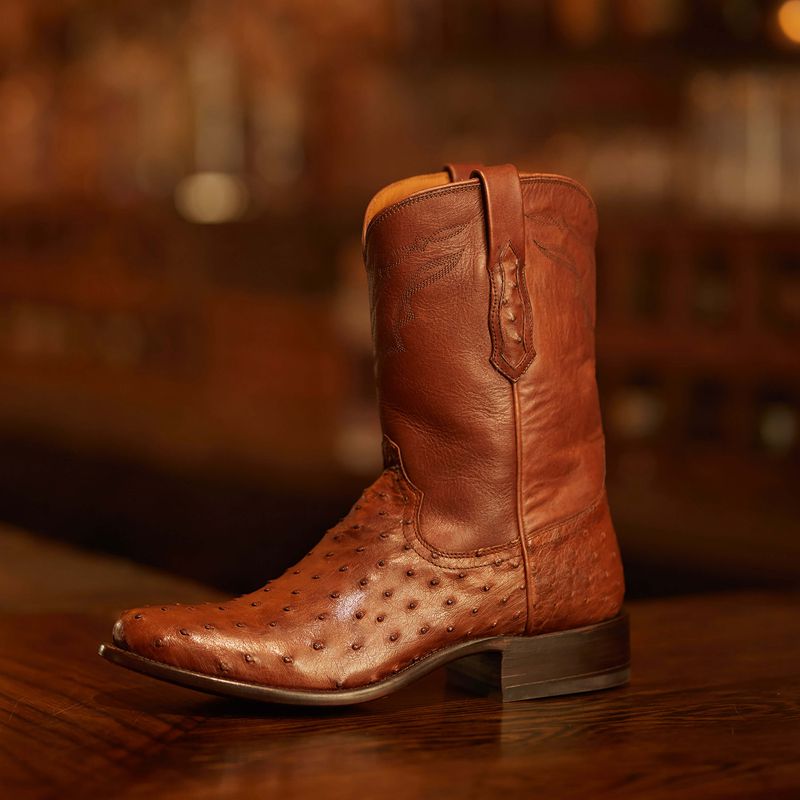 Ariat Bench Made Clanton Western Boot Bourbon Full Quill Ostrich Homme | NQT-27302552