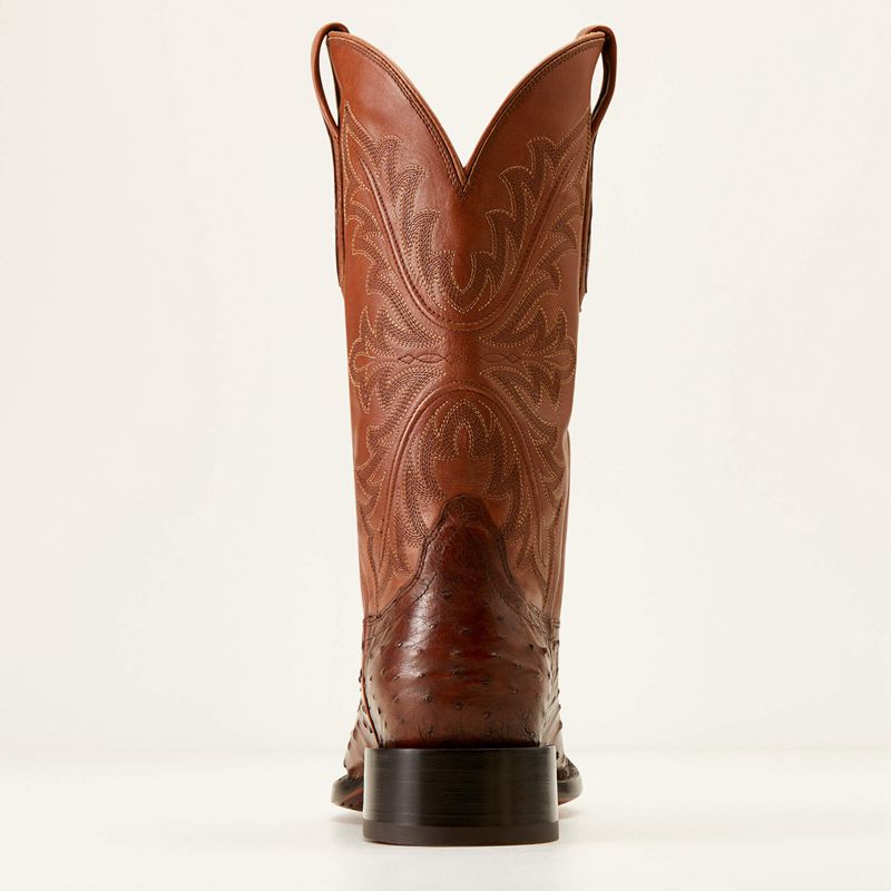 Ariat Bench Made Bassett Western Boot Bourbon Full Quill Ostrich Homme | LXL-30140874