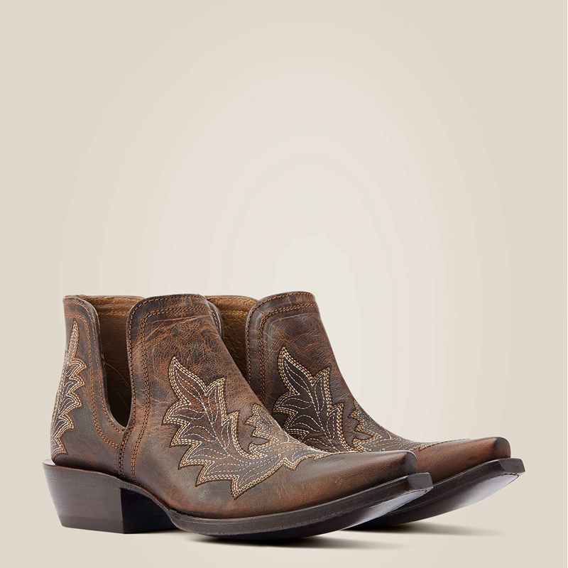 Ariat Dixon Low Heel Western Boot Rhino Tan Femme | WAI-53158847