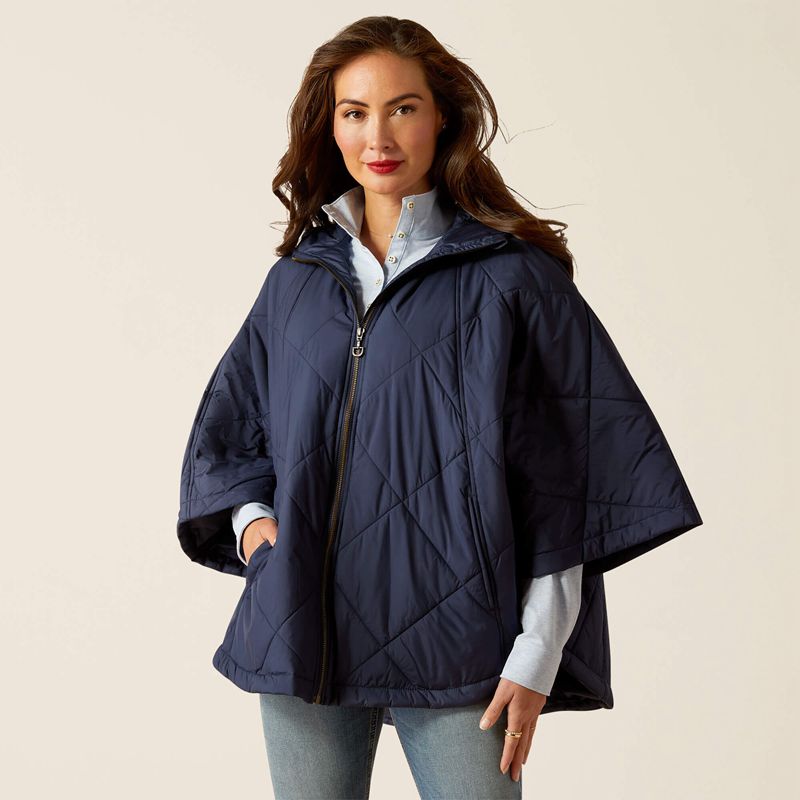 Ariat Fescue Insulated Cape Bleu Marine Femme | VBL-47008685