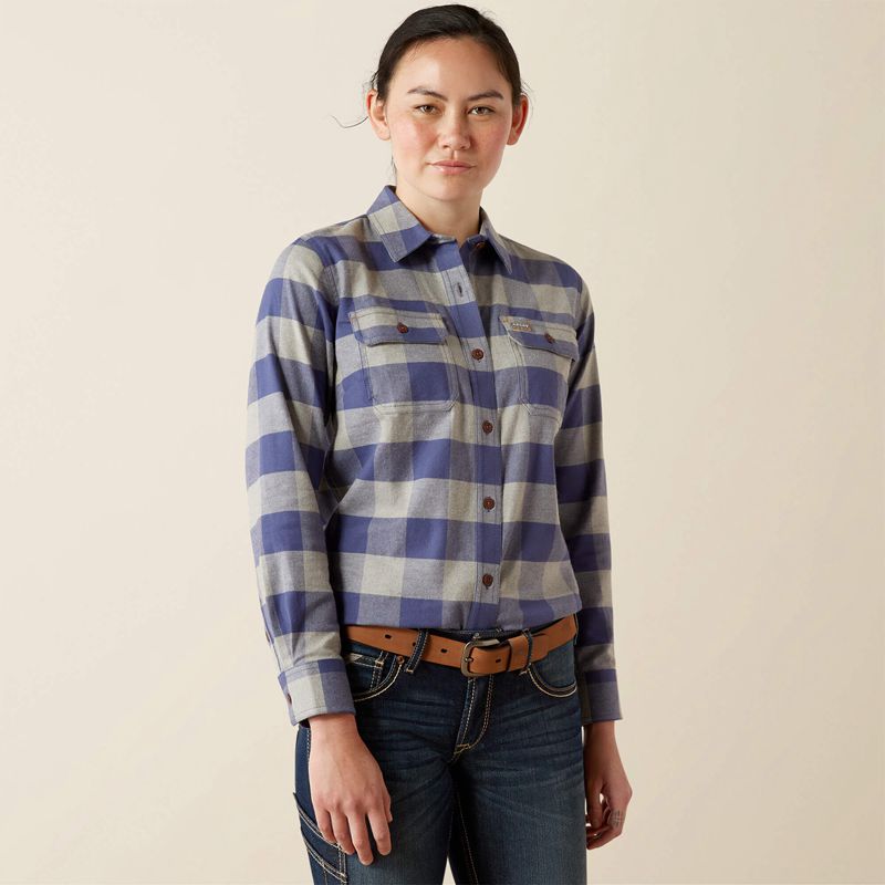 Ariat Rebar Flannel Tunic Bleu Indigo Femme | NFG-67214149