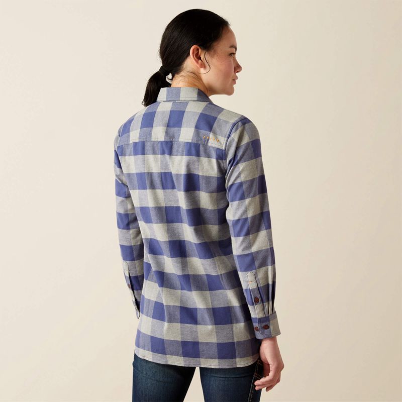 Ariat Rebar Flannel Tunic Bleu Indigo Femme | NFG-67214149