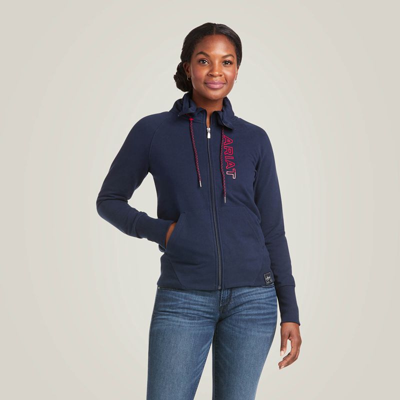 Ariat Logo Full Zip Sweatshirt Team Femme | ROJ-81190271