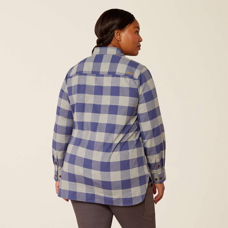 Ariat Rebar Flannel Tunic Bleu Indigo Femme | NFG-67214149