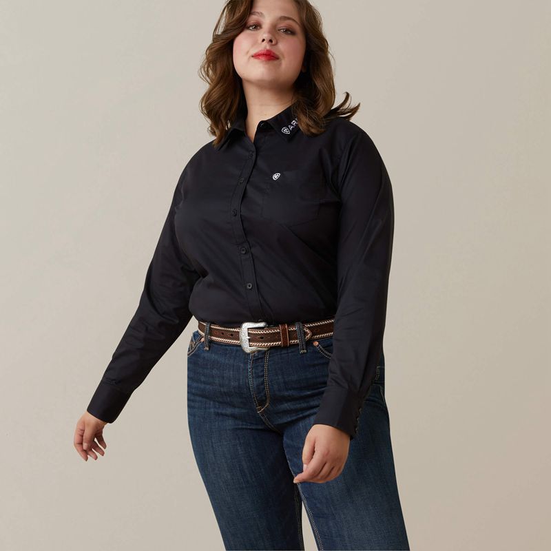 Ariat Team Kirby Stretch Shirt Noir Femme | MOO-82483449