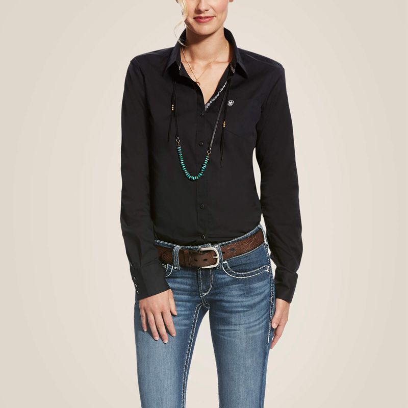 Ariat Kirby Stretch Shirt Noir Femme | WRD-14726483