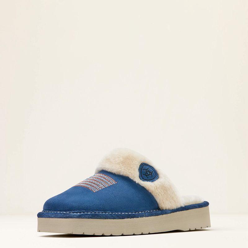 Ariat Jackie Square Toe Stack Slipper Bleu Femme | JHA-31861774