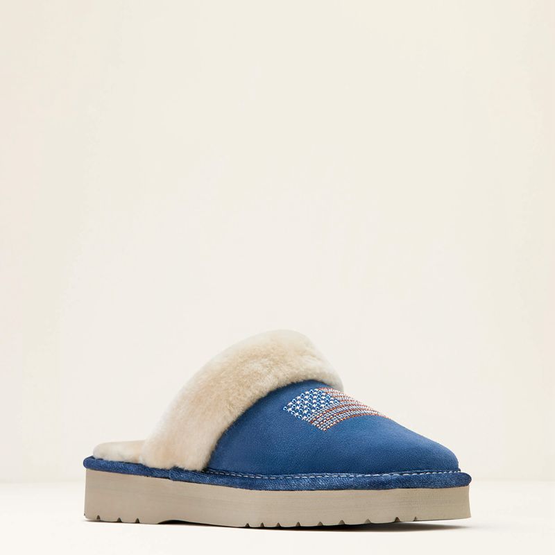 Ariat Jackie Square Toe Stack Slipper Bleu Femme | JHA-31861774