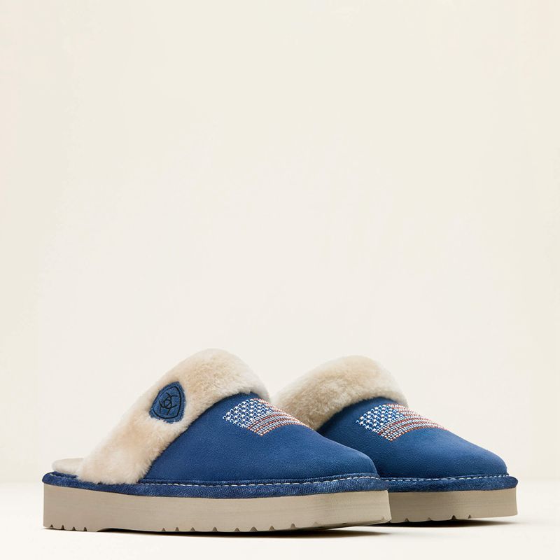 Ariat Jackie Square Toe Stack Slipper Bleu Femme | JHA-31861774