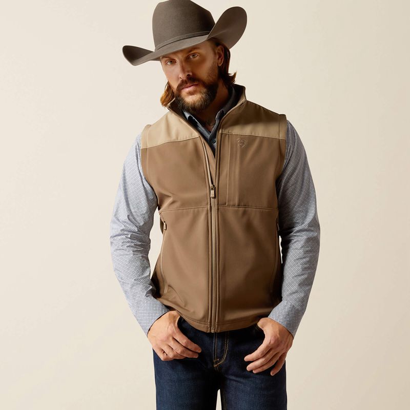 Ariat Wyatt Softshell Vest Major Brown/Brindle Homme | HTH-64825302