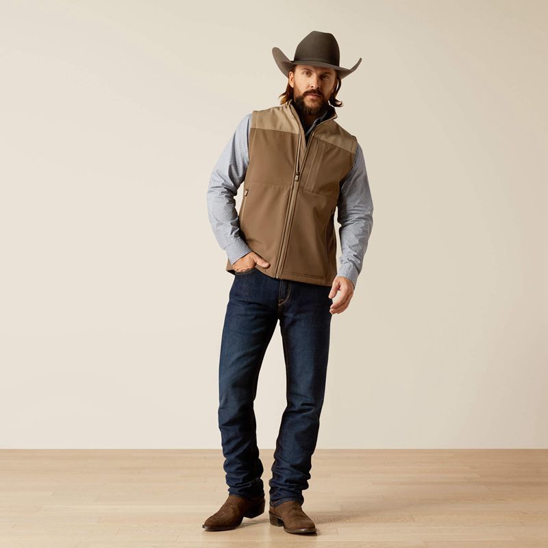 Ariat Wyatt Softshell Vest Major Brown/Brindle Homme | HTH-64825302