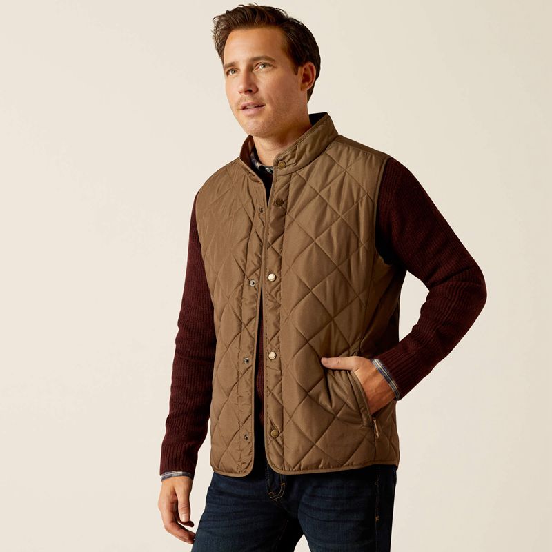 Ariat Woodside Vest Camel Herringbone Homme | GHY-61283955