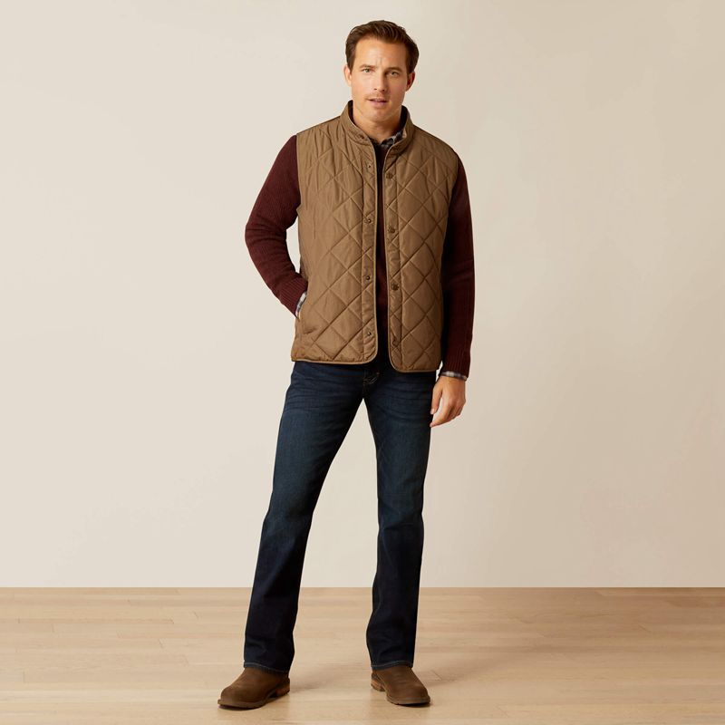 Ariat Woodside Vest Camel Herringbone Homme | GHY-61283955