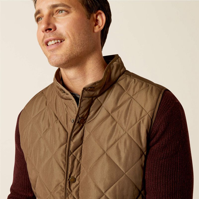 Ariat Woodside Vest Camel Herringbone Homme | GHY-61283955