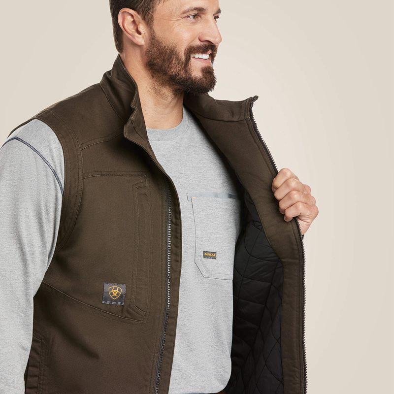 Ariat Rebar Washed Duracanvas Insulated Vest Wren Homme | YYJ-14590793