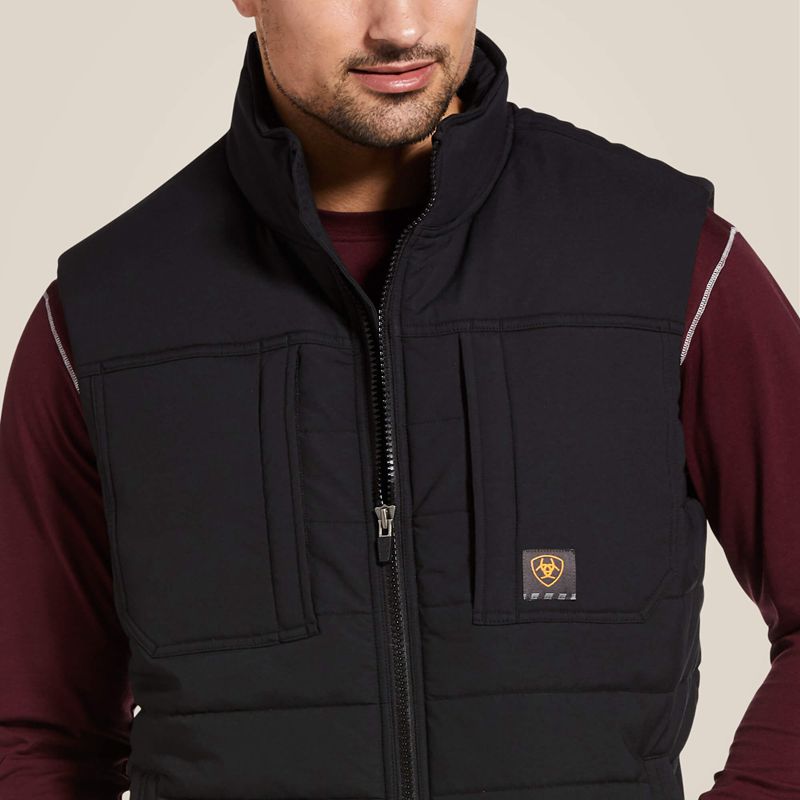 Ariat Rebar Valiant Stretch Canvas Water Resistant Insulated Vest Noir Homme | SXE-48064207