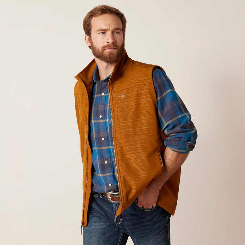 Ariat Logo 2.0 Softshell Vest Chestnut Embossed Homme | PMM-59492253