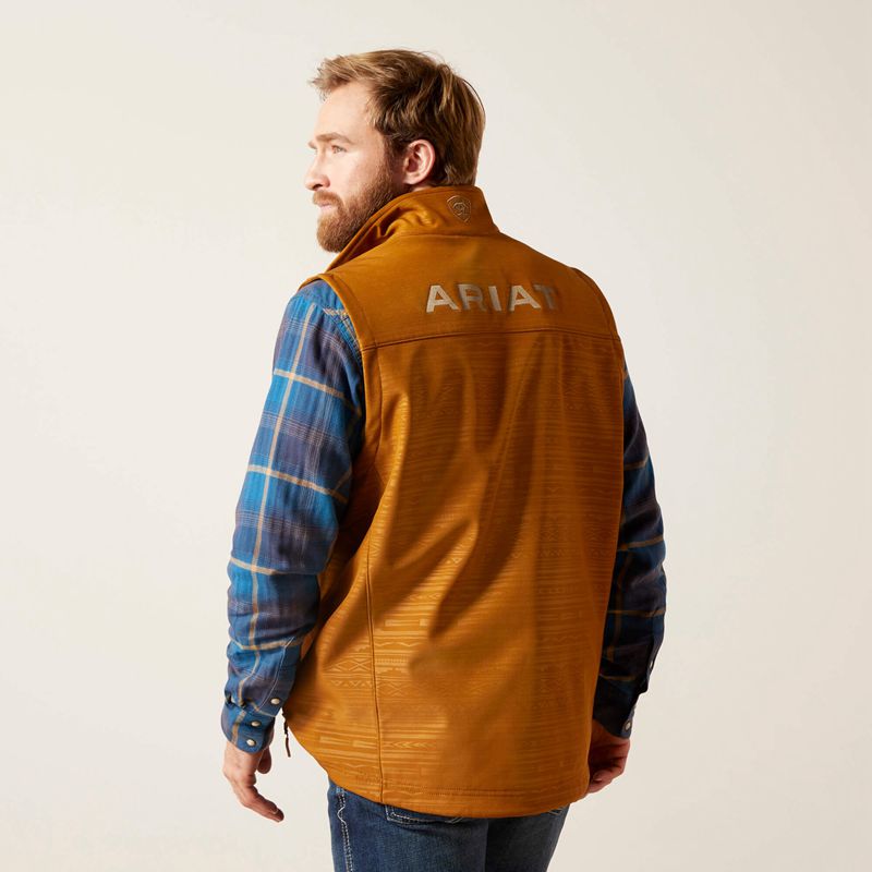 Ariat Logo 2.0 Softshell Vest Chestnut Embossed Homme | PMM-59492253