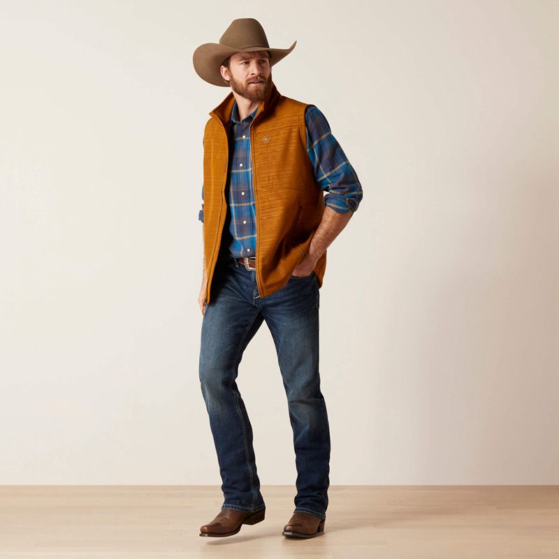 Ariat Logo 2.0 Softshell Vest Chestnut Embossed Homme | PMM-59492253