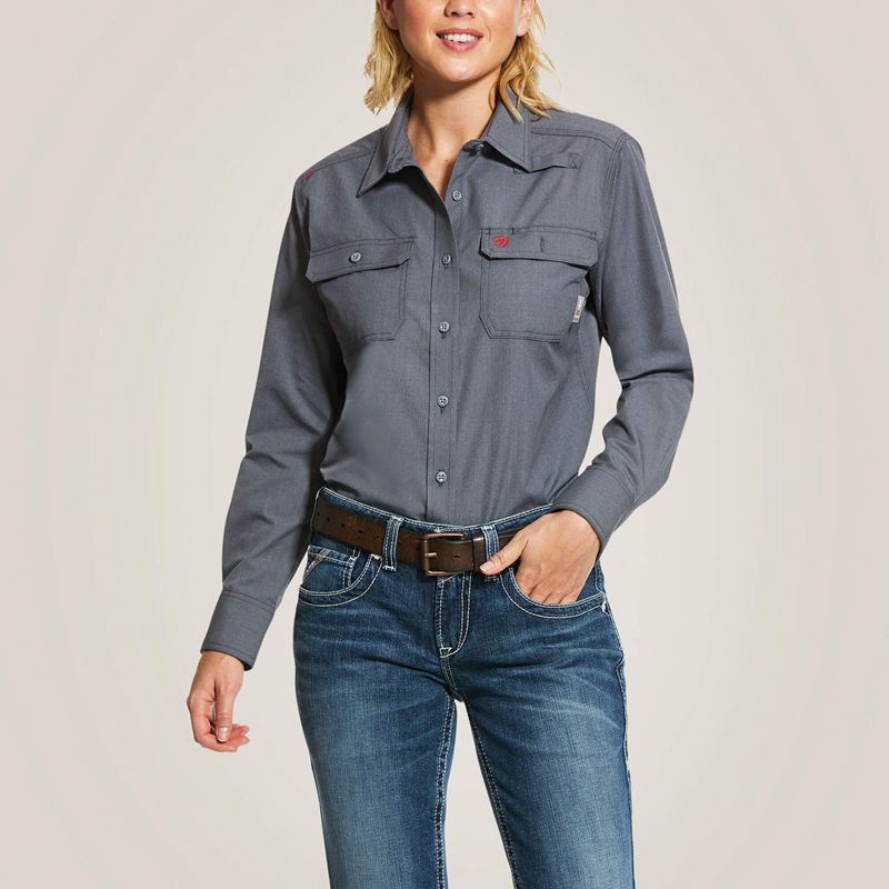 Ariat Fr Featherlight Work Shirt Gunmetal Femme | GNV-01045753