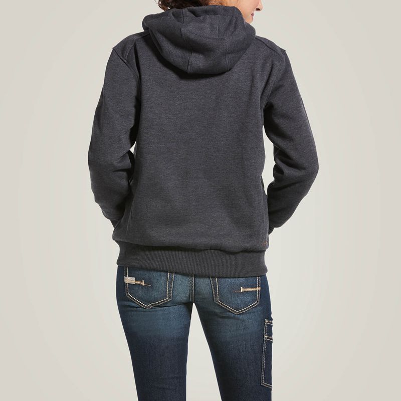 Ariat Rebar All-Weather Full Zip Hoodie Charcoal Heather Femme | MHB-53387354