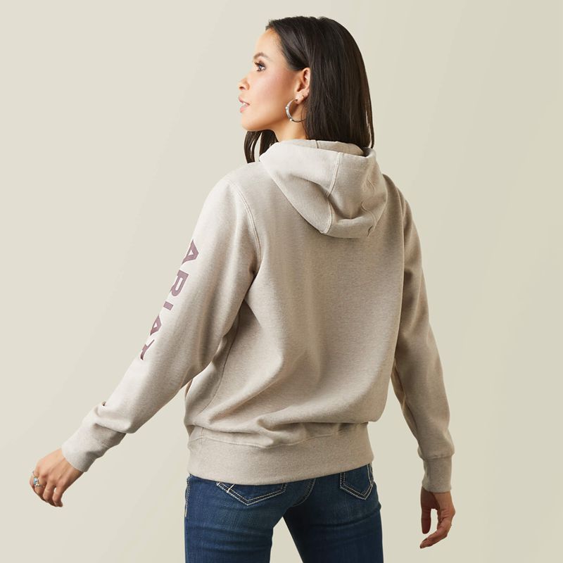 Ariat Logo Hoodie Oatmeal Heather Femme | WLE-90505402