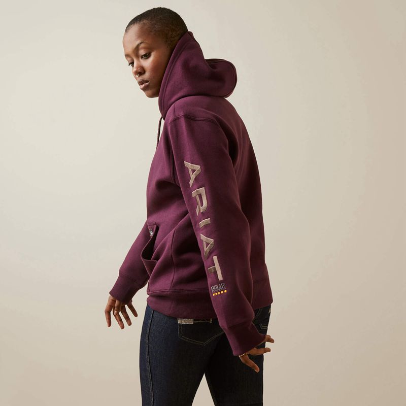 Ariat Rebar Graphic Hoodie Potent Purple/ Peppercorn Femme | UDU-23046348