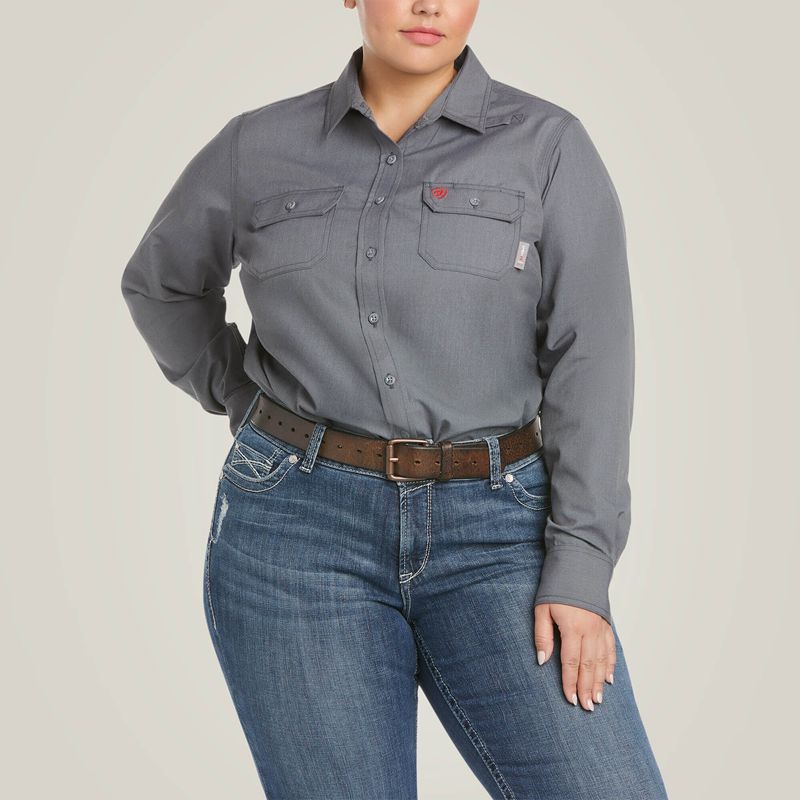 Ariat Fr Featherlight Work Shirt Gunmetal Femme | GNV-01045753