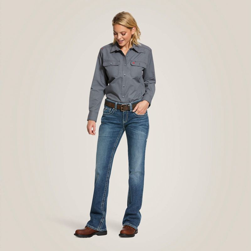 Ariat Fr Featherlight Work Shirt Gunmetal Femme | GNV-01045753