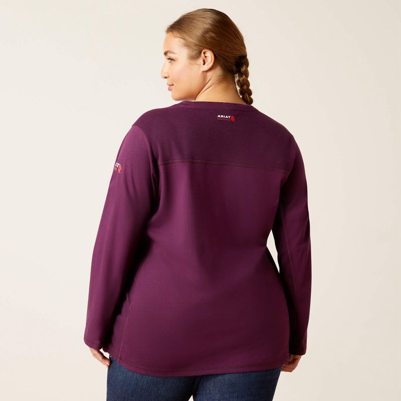 Ariat Fr Ac Crew Top Violette Femme | TPI-38417239