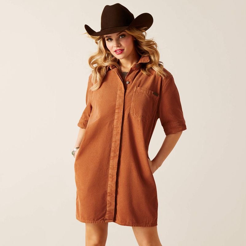 Ariat Corduroy Dress Khaki/Camel Femme | JWW-50272222