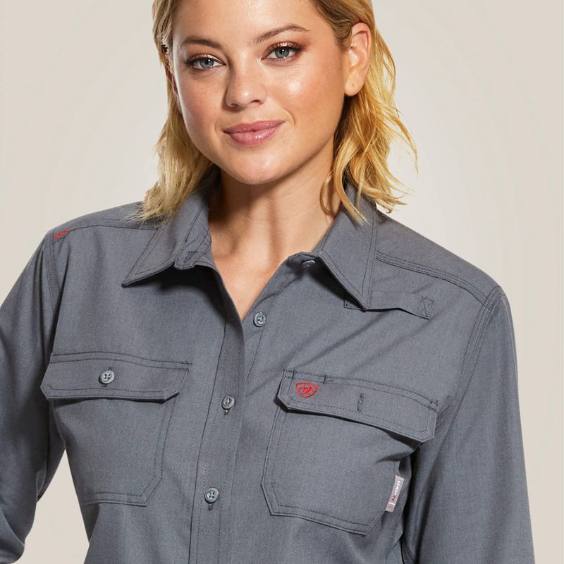 Ariat Fr Featherlight Work Shirt Gunmetal Femme | GNV-01045753