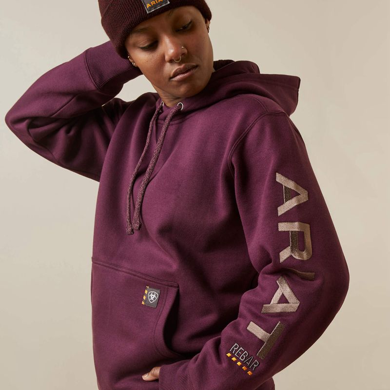 Ariat Rebar Graphic Hoodie Potent Purple/ Peppercorn Femme | UDU-23046348