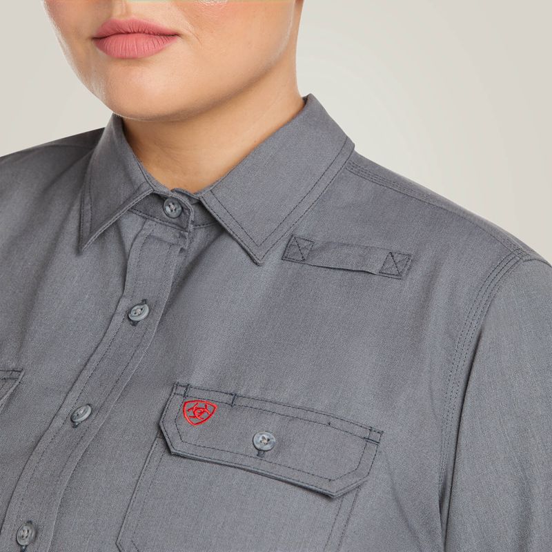 Ariat Fr Featherlight Work Shirt Gunmetal Femme | GNV-01045753