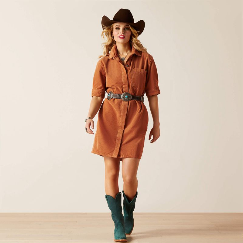 Ariat Corduroy Dress Khaki/Camel Femme | JWW-50272222