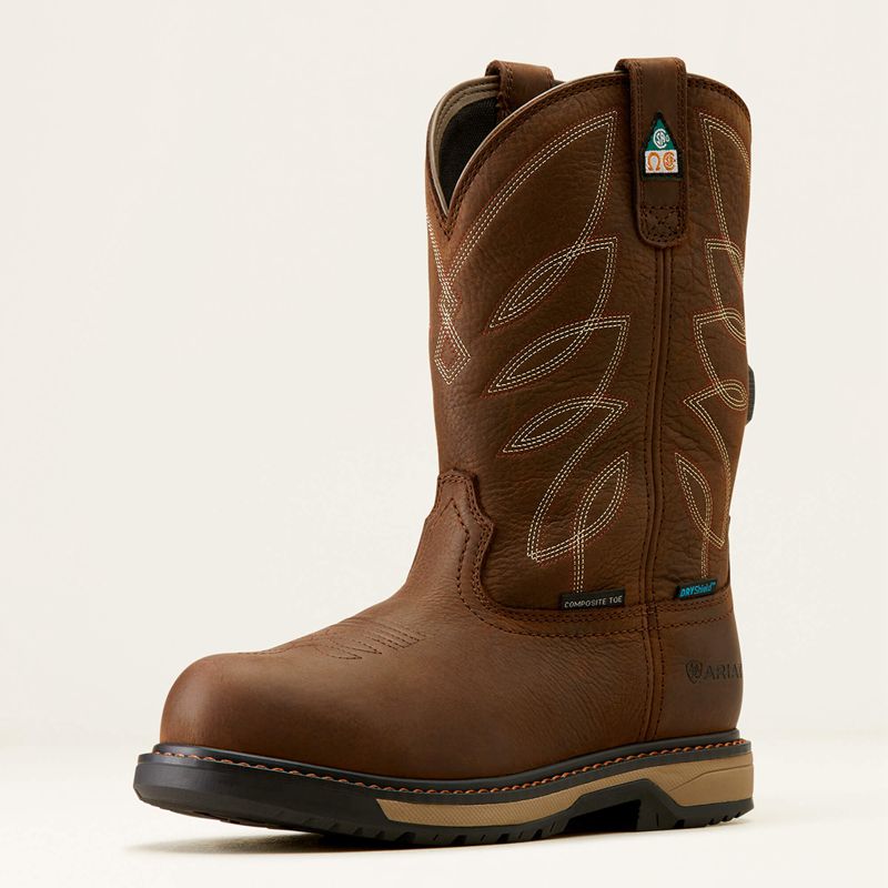 Ariat Riveter Pull-On Boa Csa Waterproof Composite Toe Work Boot Marron Foncé Femme | BUS-20429568