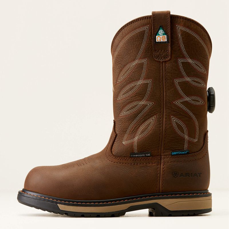 Ariat Riveter Pull-On Boa Csa Waterproof Composite Toe Work Boot Marron Foncé Femme | BUS-20429568