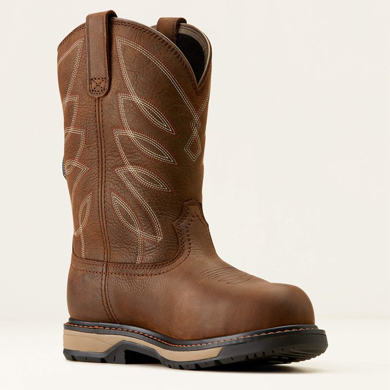 Ariat Riveter Pull-On Boa Csa Waterproof Composite Toe Work Boot Marron Foncé Femme | BUS-20429568