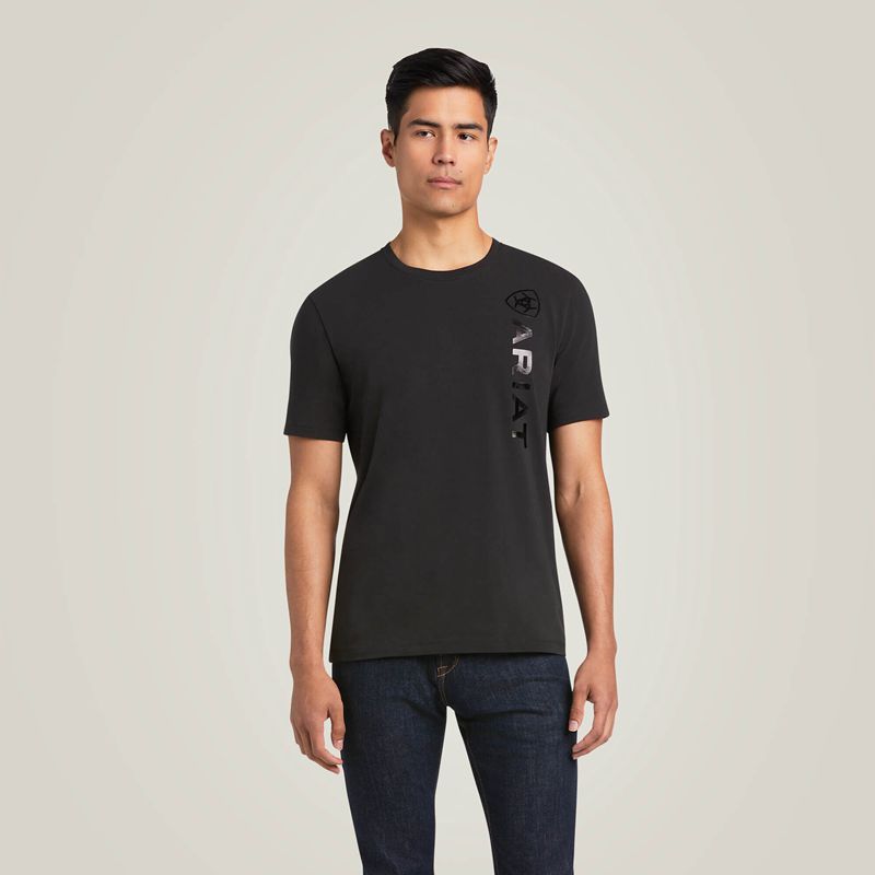 Ariat Vertical Logo T-Shirt Noir Homme | FDN-95916575