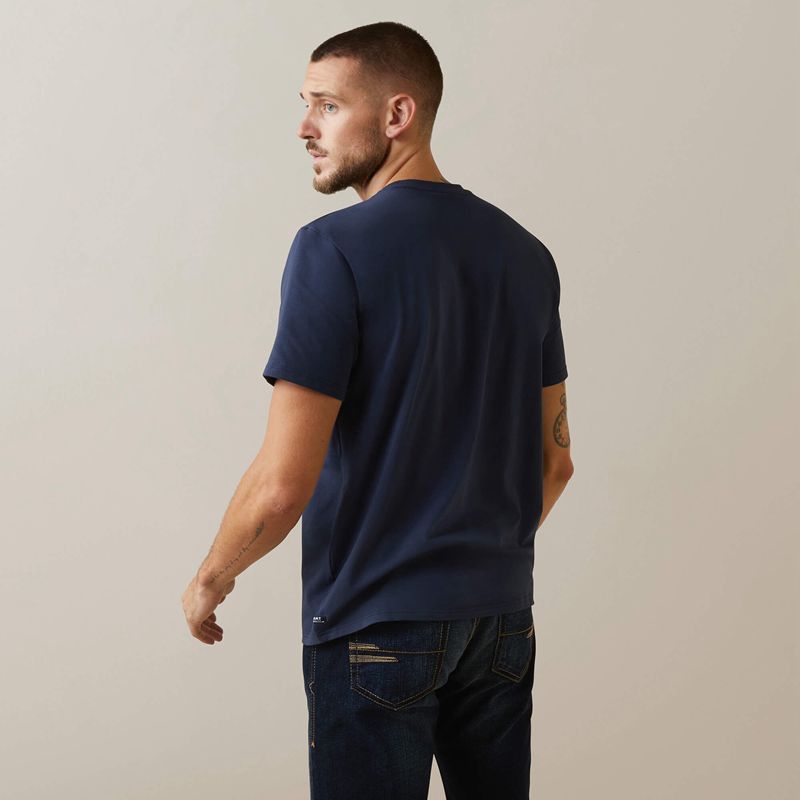 Ariat Vertical Logo T-Shirt Bleu Marine Homme | YRS-17454569