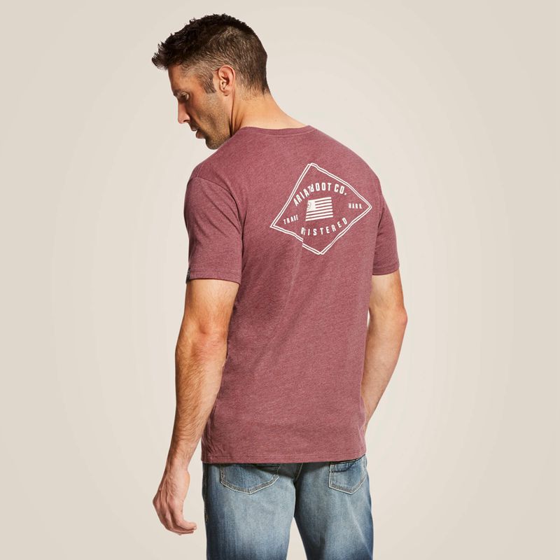 Ariat Us Registered T-Shirt Bordeaux Homme | DHX-89809841